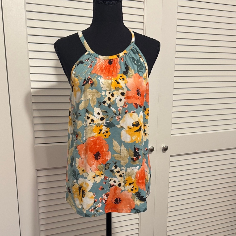 Papermoon Floral Print Halter Tank Top